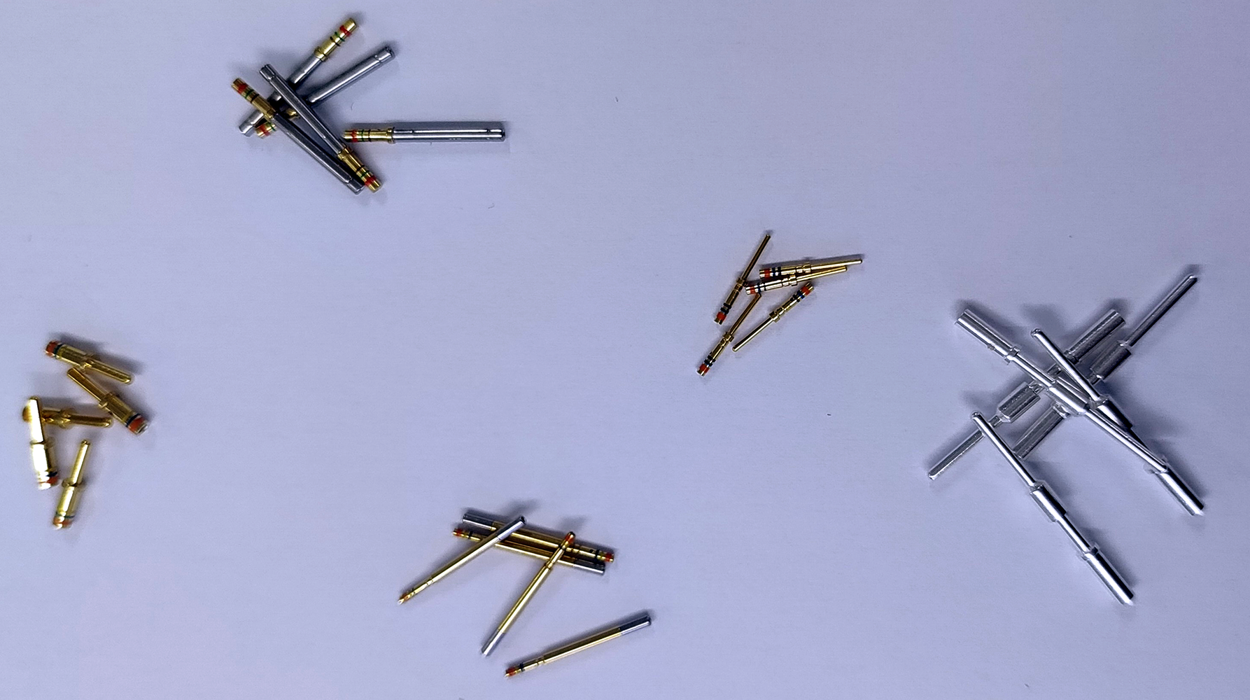This picture shows examples of different electrical contact pins that we can count with our elmor C1 counter.